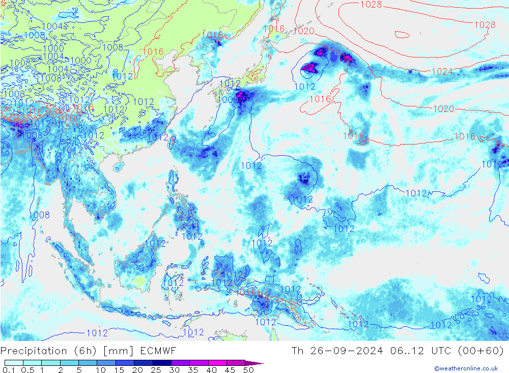 Z500/Rain (+SLP)/Z850 ECMWF Qui 26.09.2024 12 UTC