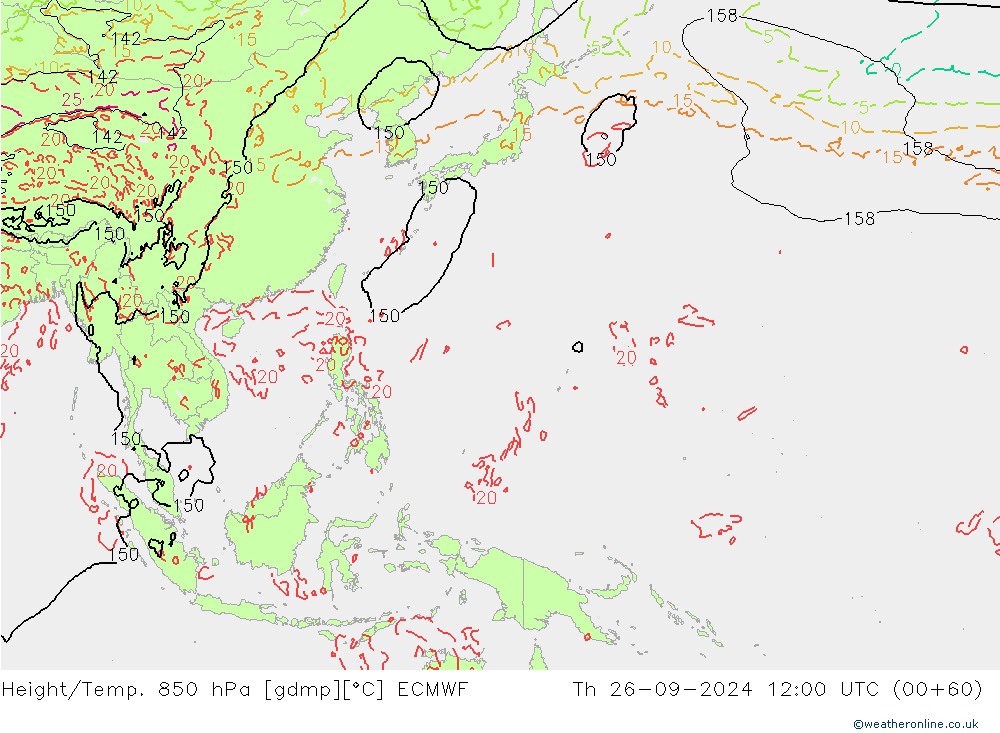 Z500/Rain (+SLP)/Z850 ECMWF Qui 26.09.2024 12 UTC