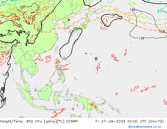 Height/Temp. 850 hPa ECMWF Fr 27.09.2024 00 UTC