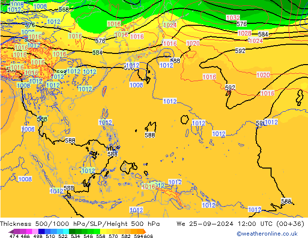 500-1000 hPa Kalınlığı ECMWF Çar 25.09.2024 12 UTC