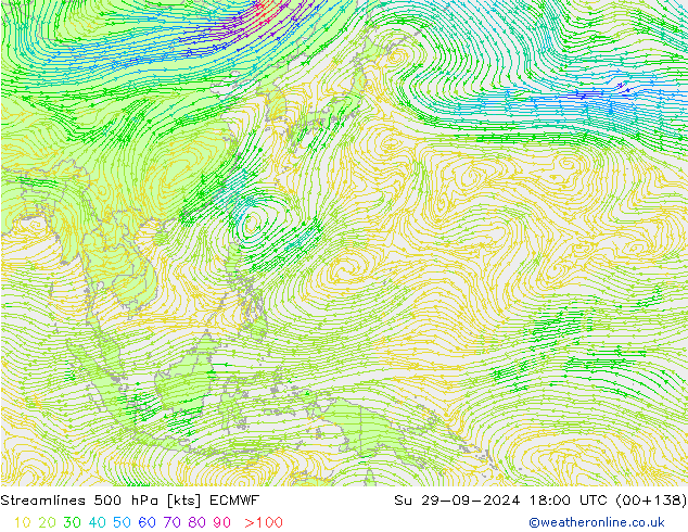 Streamlines 500 hPa ECMWF Ne 29.09.2024 18 UTC