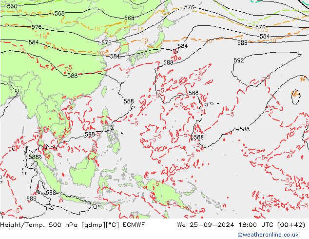 Z500/Rain (+SLP)/Z850 ECMWF We 25.09.2024 18 UTC