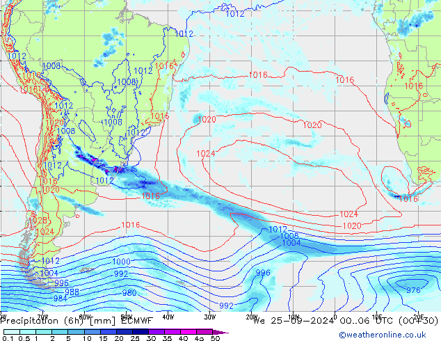 Z500/Rain (+SLP)/Z850 ECMWF We 25.09.2024 06 UTC