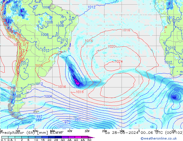 Z500/Rain (+SLP)/Z850 ECMWF сб 28.09.2024 06 UTC