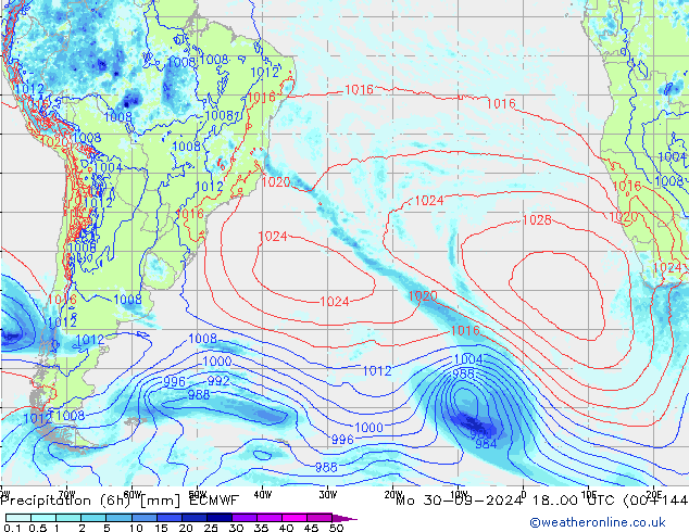 Z500/Rain (+SLP)/Z850 ECMWF lun 30.09.2024 00 UTC