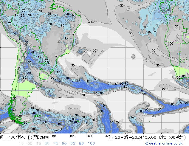 RH 700 hPa ECMWF Th 26.09.2024 03 UTC