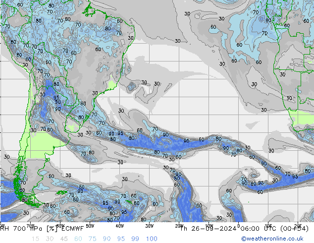 RV 700 hPa ECMWF do 26.09.2024 06 UTC