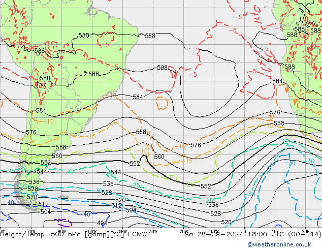 Z500/Rain (+SLP)/Z850 ECMWF sáb 28.09.2024 18 UTC