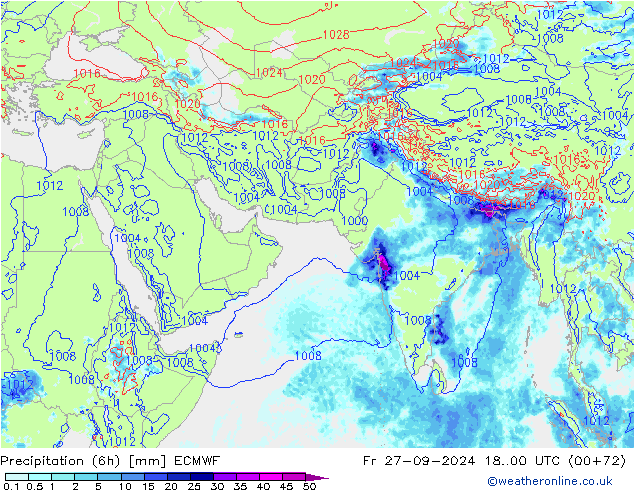 Z500/Rain (+SLP)/Z850 ECMWF ven 27.09.2024 00 UTC