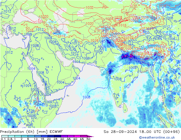 Z500/Rain (+SLP)/Z850 ECMWF сб 28.09.2024 00 UTC