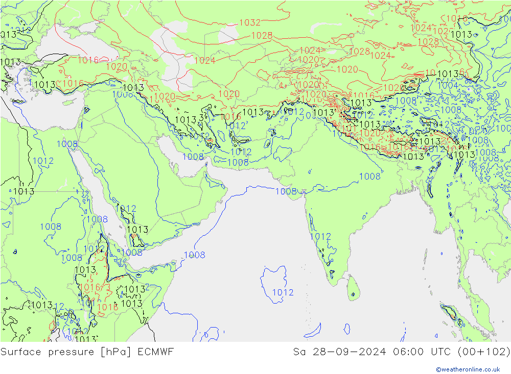 Atmosférický tlak ECMWF So 28.09.2024 06 UTC