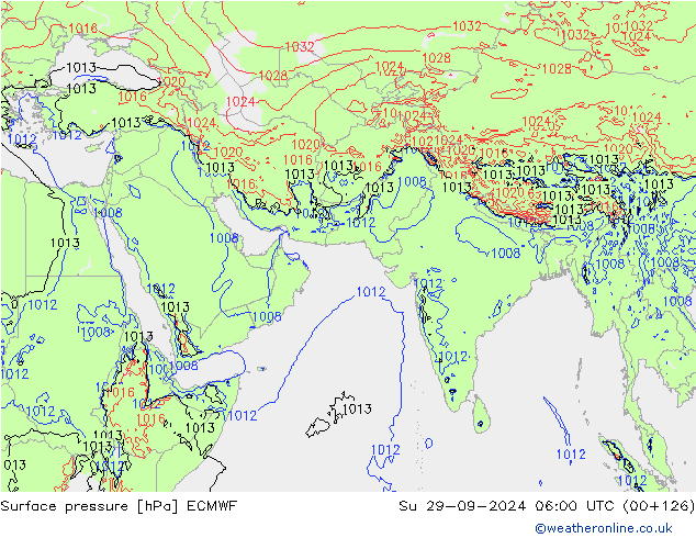 Surface pressure ECMWF Su 29.09.2024 06 UTC