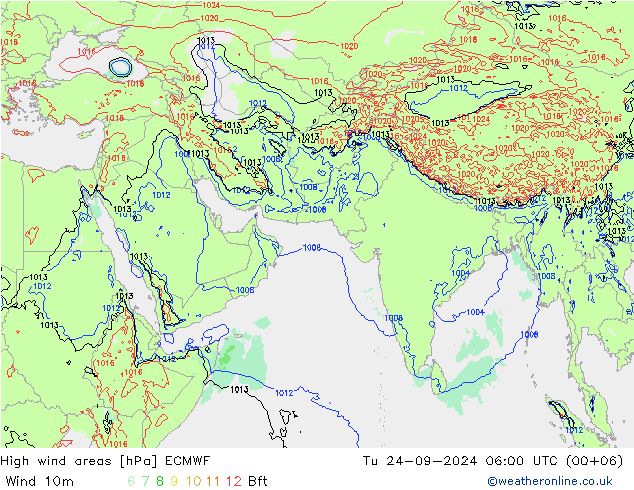 High wind areas ECMWF Tu 24.09.2024 06 UTC