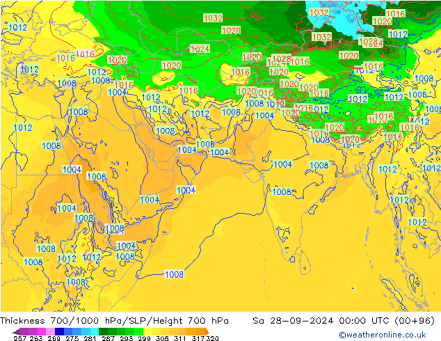 700-1000 hPa Kalınlığı ECMWF Cts 28.09.2024 00 UTC