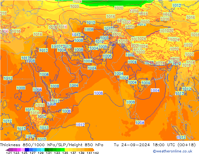 Thck 850-1000 hPa ECMWF  24.09.2024 18 UTC