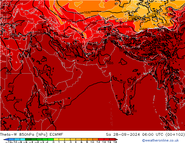 Theta-W 850hPa ECMWF So 28.09.2024 06 UTC