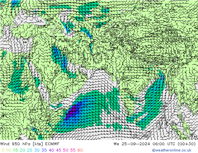  950 hPa ECMWF  25.09.2024 06 UTC