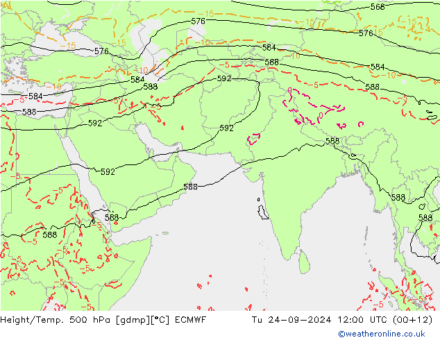 Z500/Rain (+SLP)/Z850 ECMWF Tu 24.09.2024 12 UTC