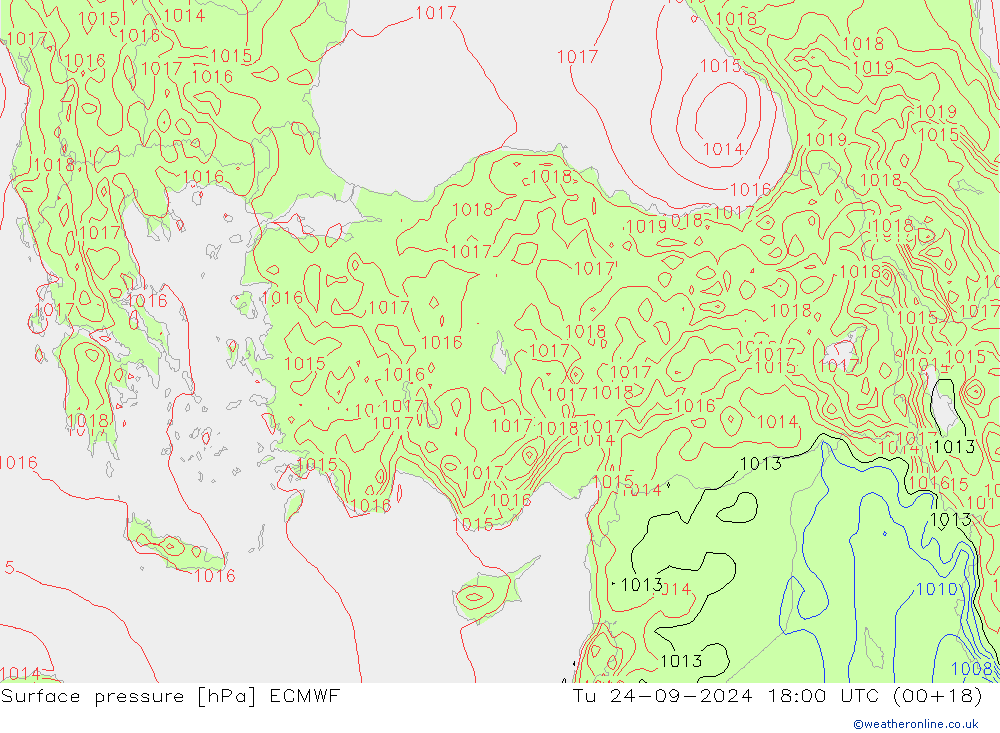 Presión superficial ECMWF mar 24.09.2024 18 UTC