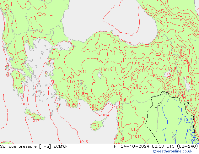 Luchtdruk (Grond) ECMWF vr 04.10.2024 00 UTC