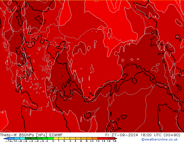 Theta-W 850hPa ECMWF ven 27.09.2024 18 UTC