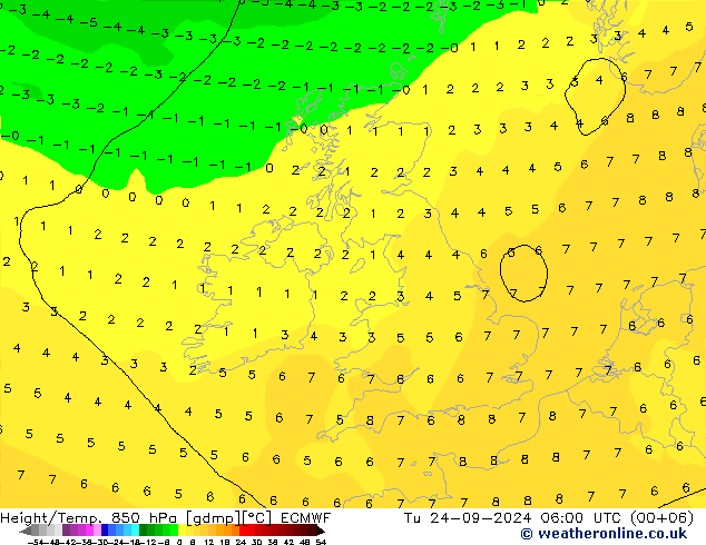 Z500/Rain (+SLP)/Z850 ECMWF  24.09.2024 06 UTC