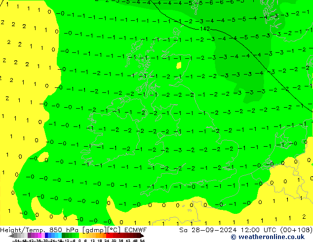 Z500/Rain (+SLP)/Z850 ECMWF sab 28.09.2024 12 UTC