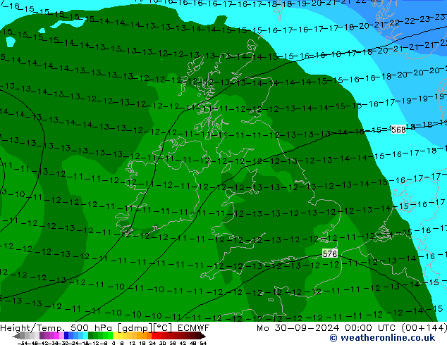 Z500/Rain (+SLP)/Z850 ECMWF pon. 30.09.2024 00 UTC