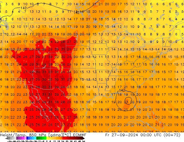 Z500/Regen(+SLP)/Z850 ECMWF vr 27.09.2024 00 UTC