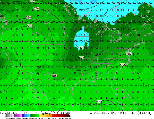 Z500/Yağmur (+YB)/Z850 ECMWF Sa 24.09.2024 18 UTC