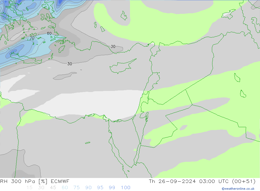 RH 300 hPa ECMWF Th 26.09.2024 03 UTC