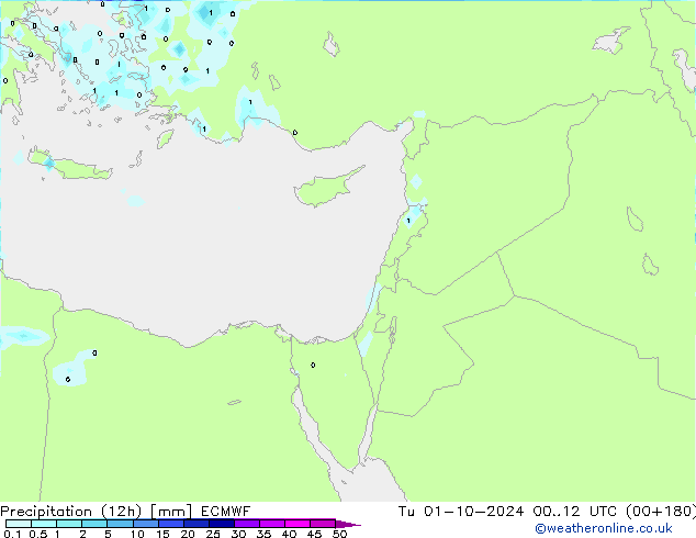 Précipitation (12h) ECMWF mar 01.10.2024 12 UTC