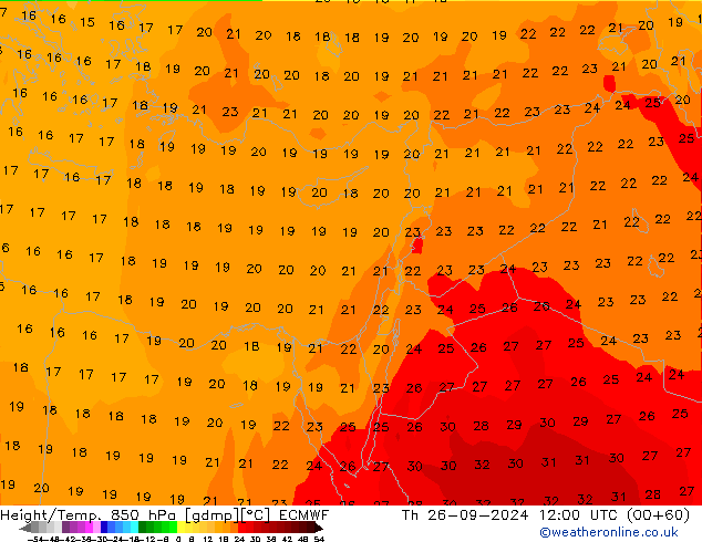 Z500/Rain (+SLP)/Z850 ECMWF Th 26.09.2024 12 UTC