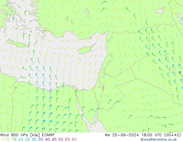 Vento 850 hPa ECMWF Qua 25.09.2024 18 UTC