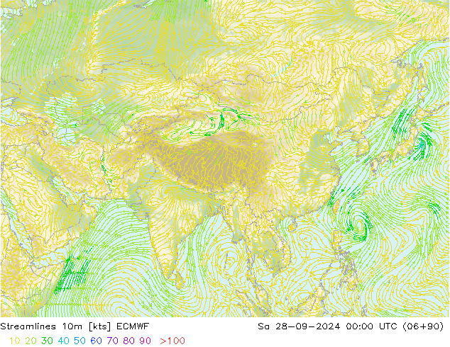 ветер 10m ECMWF сб 28.09.2024 00 UTC