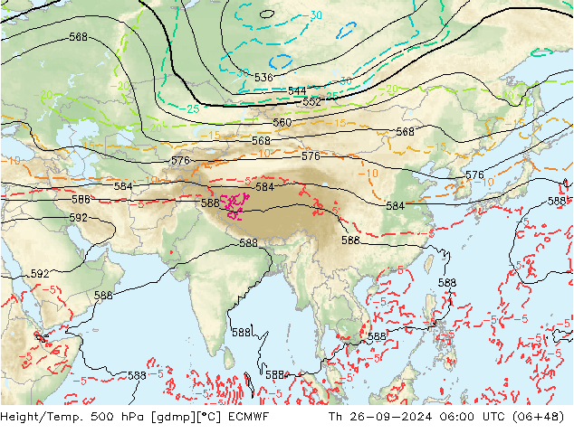 Z500/Rain (+SLP)/Z850 ECMWF jeu 26.09.2024 06 UTC