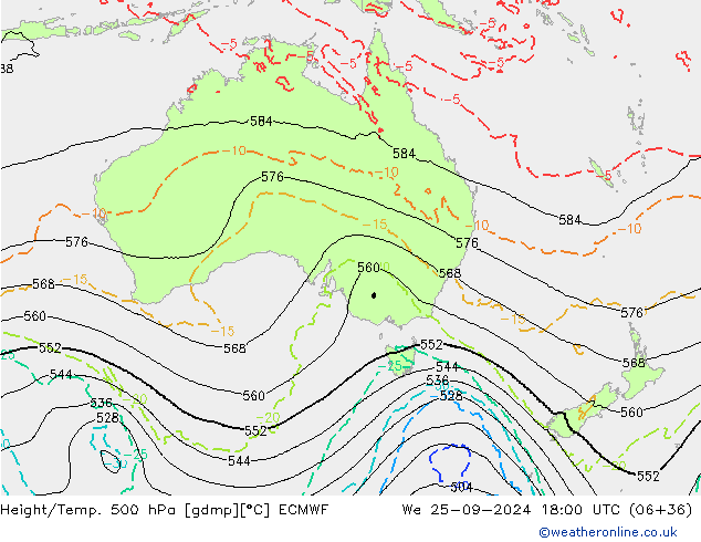 Z500/Rain (+SLP)/Z850 ECMWF We 25.09.2024 18 UTC