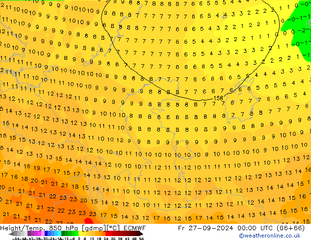 Z500/Rain (+SLP)/Z850 ECMWF Fr 27.09.2024 00 UTC