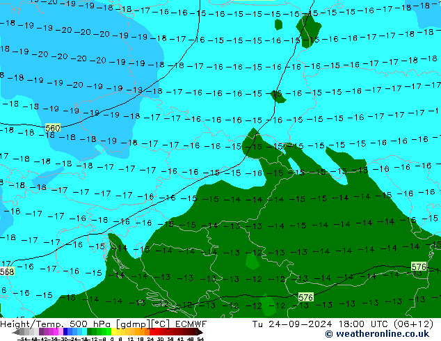 Z500/Yağmur (+YB)/Z850 ECMWF Sa 24.09.2024 18 UTC