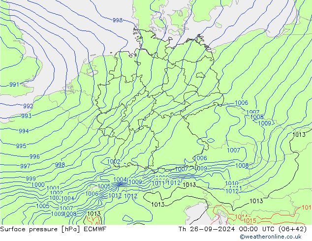 Presión superficial ECMWF jue 26.09.2024 00 UTC