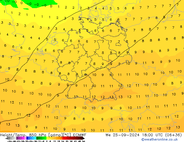 Z500/Rain (+SLP)/Z850 ECMWF mer 25.09.2024 18 UTC