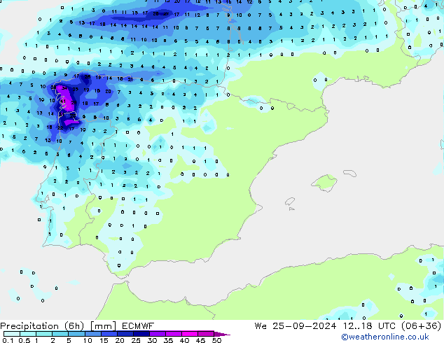 Z500/Rain (+SLP)/Z850 ECMWF śro. 25.09.2024 18 UTC