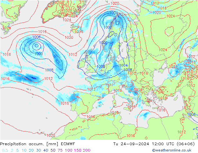 Nied. akkumuliert ECMWF Di 24.09.2024 12 UTC