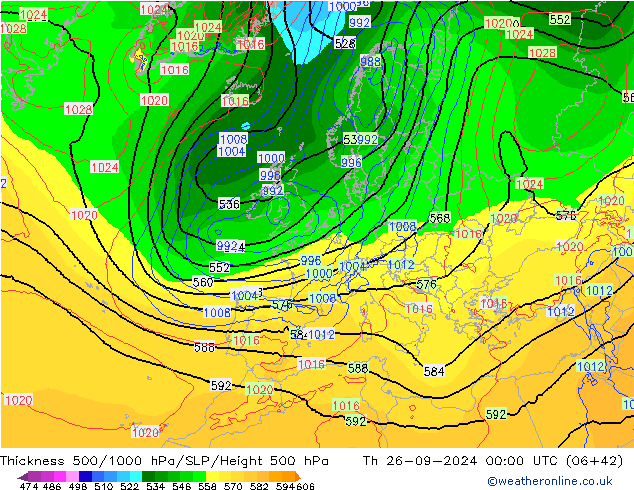 Thck 500-1000hPa ECMWF Th 26.09.2024 00 UTC