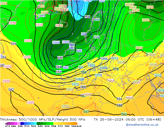 Thck 500-1000hPa ECMWF Th 26.09.2024 06 UTC