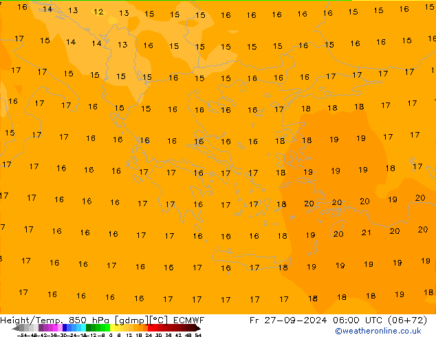 Height/Temp. 850 hPa ECMWF Fr 27.09.2024 06 UTC