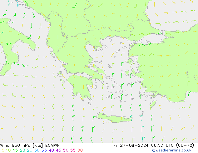 ветер 950 гПа ECMWF пт 27.09.2024 06 UTC