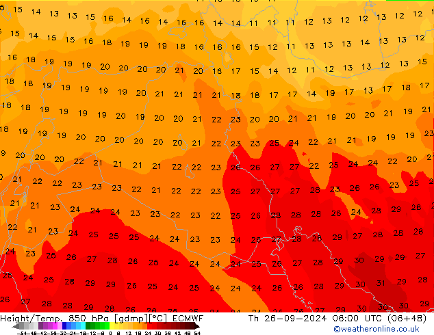 Z500/Rain (+SLP)/Z850 ECMWF czw. 26.09.2024 06 UTC