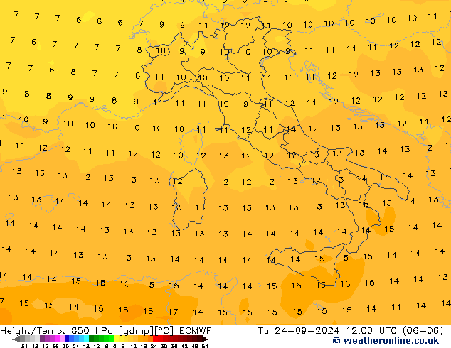 Z500/Rain (+SLP)/Z850 ECMWF Tu 24.09.2024 12 UTC