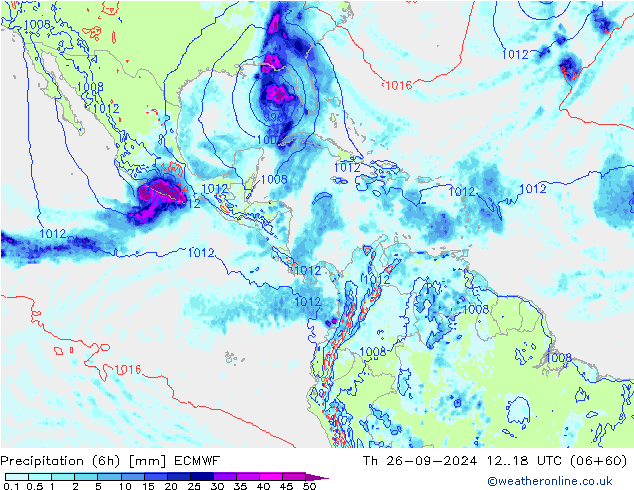 Nied. akkumuliert (6Std) ECMWF Do 26.09.2024 18 UTC